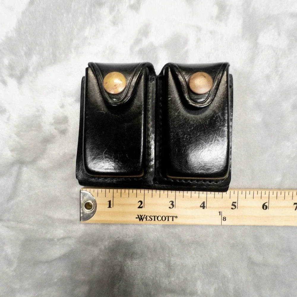 Vtg Safety Speed Double Stack Magazine Black Leather Holster Made In USA